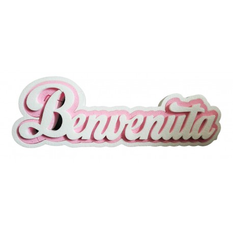 BENVENUTA CON BIBBERON POLISTIROLO DECORATIVO ROSA