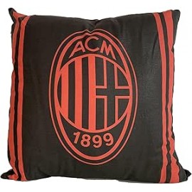 Cuscino Arredo AC Milan 40x40 cm - Rosso e Nero con Logo 1899 - Prodotto Ufficiale