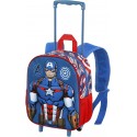 Zaino Trolley Capitan America Avengers  3D per Scuola e Asilo con Ruote e Manico Telescopico - 31 x 26 x 11 cm