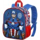 Zainetto Scuola Asilo Materna Capitan America Marvel con Rilievo 3D - Scomparto Principale e Due Tasche Laterali