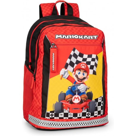 Zaino Scuola 3 Scomparti Mario Kart - Organizzato e Spazioso, 32 x 43 x 23 cm