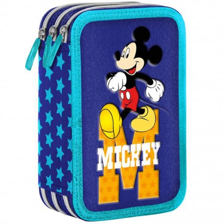 Astuccio Scuola Mickey Disney a Tre Piani - 43 Pezzi, Completo e Spazioso