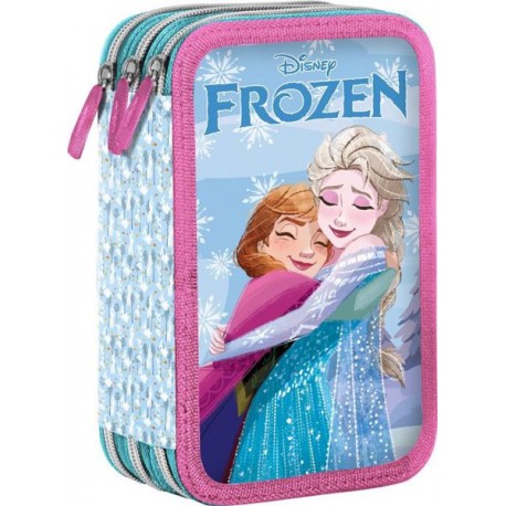 Astuccio Scuola Frozen Disney Celeste Fucsia a Tre Piani con 43 Pezzi - Colori Giotto