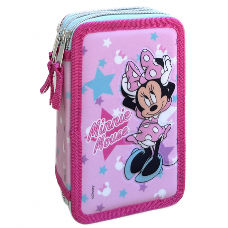 Astuccio Scuola Minnie Disney a Tre Piani con 43 Pezzi - Interno Completo con Colori Giotto