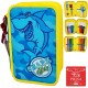 Astuccio Scuola Shark Attack a 3 Zip con Cerniere e Portacolori Giotto – Design Squalo