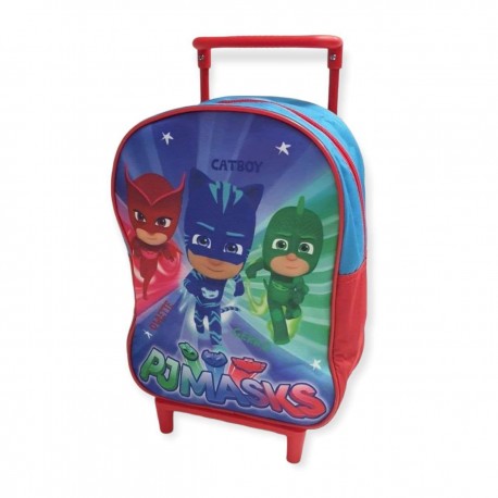 Zaino Trolley PJ Masks per Asilo e Tempo Libero - Zainetto Scuola Materna 30 cm con Maniglia Estensibile e Ruote