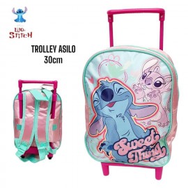 Zaino Asilo con Trolley Stitch & Lillo - Ruote e Manico Allungabile - 29x25x11 cm