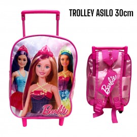 Zaino Asilo Trolley Barbie Principessa- Borsa Scuola con Manico Allungabile per Bambina