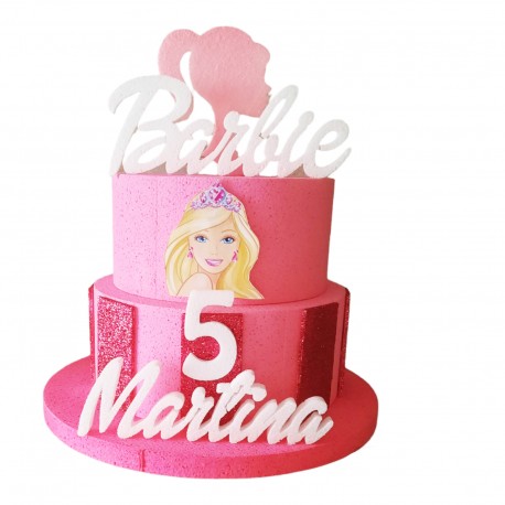 Torta Scenografica in Polistirolo  di Barbie - Decorazione Personalizzabile per Compleanni e Altri Eventi Bambina