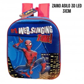 Zainetto Asilo 3D con LED Spiderman Marvel - Cm 32x26x11 - Spallacci Regolabili e Imbottiti
