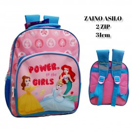 "Zaino Asilo Principesse Disney - Doppia Cerniera, Tasche Laterali, Spallacci Imbottiti - 30x24x17 cm"