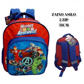 "Zaino Asilo Doppia Cerniera Avengers Marvel - Tasche Laterali, Spallacci Imbottiti - 30x24x17 cm"