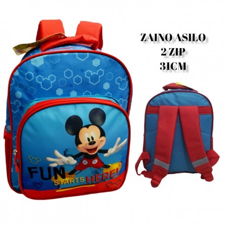 Zaino Asilo Topolino Disney 30cm con Tasca Frontale - Zainetto Delux Mickey Mouse