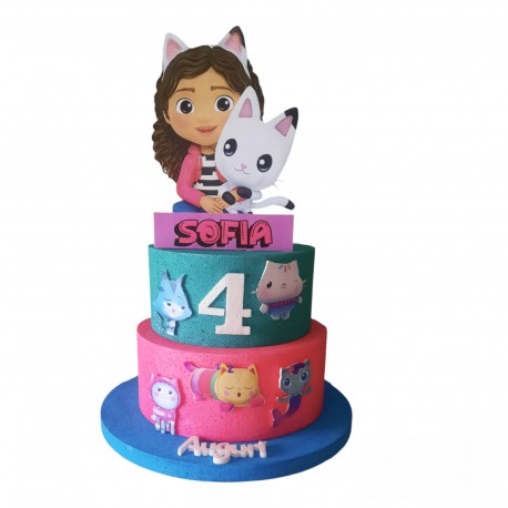 Torta Scenografica Gabby e la Casa Delle Bambole Disney - Personalizzabile con Nome e Numero