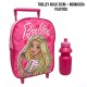 Trolley Scuola Asilo 31cm Barbie con Borraccia Rosa in Plastica 350ml - Set Completo per Bambine