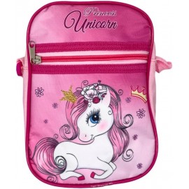 Borsa Passeggio Unicorno Disney - Borsetta Tracolla Regolabile con Zip e Tasca - Dimensioni 21x16x6 cm