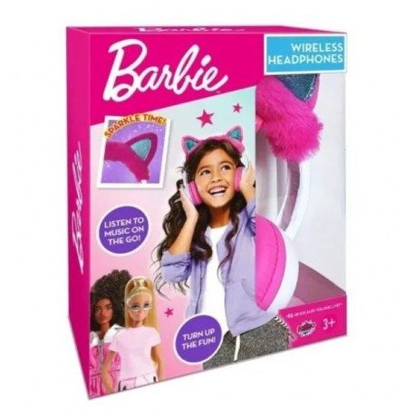 Cuffie Bluetooth Barbie con Orecchie - Auricolari Wireless per Bambine con Cuscinetti Morbidi, Ricaricabili USB e AUX