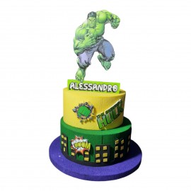 "Torta Hulk Marvel in Polistirolo - Personalizzabile con Nome e Numero per Compleanni Indimenticabili