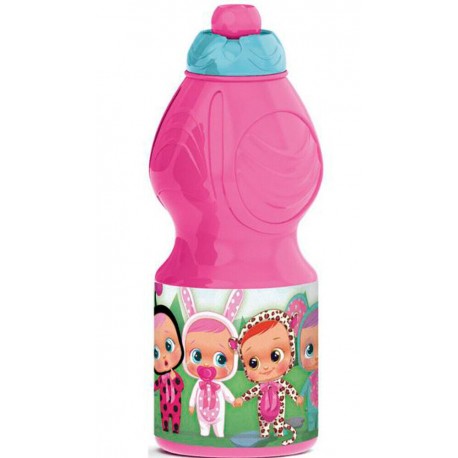 Borraccia Plastica Cry Babies con Beccuccio Retrattile - 400 ml per Scuola e Sport