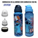 Borraccia in Alluminio 550 ml con Cannuccia Lillo & Stitch e Tappo a Scomparsa - Ideale per Scuola e Tempo Libero