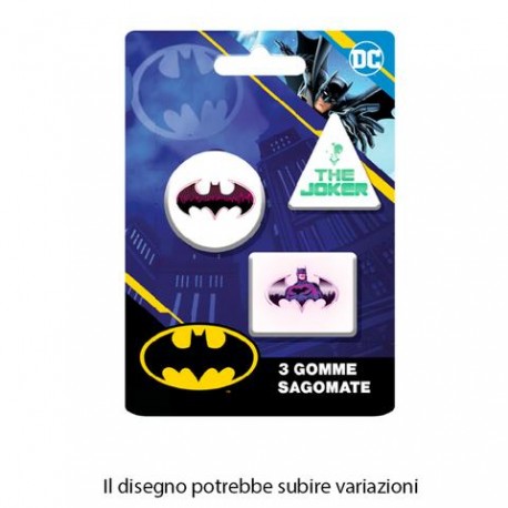 Blister 3 Gomme per Cancellare Sagomate Batman Marvel – Perfette per Scuola e Regalini Fine Festa