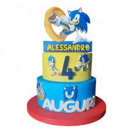 Torta Scenografica in Polistirolo Sonic Personalizzata - Decorazioni per Compleanno e Feste