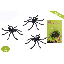 HALLOWEEN  CARNEVALE SET 6 RAGNI FINTI 4 cm RAGNETTI