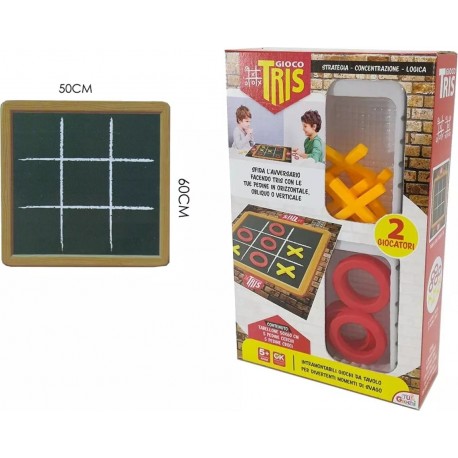 Gioco Tris su Lavagnetta Scatolato per Bambini – Set Completo con Pedine e Tabellone 50x60 cm