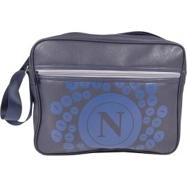 Tracolla Borsa Cartella Postina SSC Napoli Ufficiale in Similpelle con Zip e Tasca Frontale, Colore Blu, 37 cm