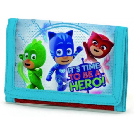 Portafoglio Disney PJ Masks - Portafoglio Super Pigiamini con Chiusura in Velcro - Gattoboy, Gufetta, Geco - 13x9 cm