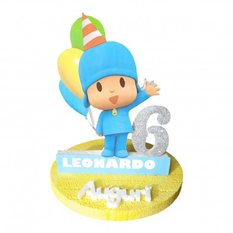 Sagoma Personalizzata in Polistirolo "Pocoyo" - Decorazione Compleanno con Nome e Età, 30 cm, Scritta 3D in Polistirolo