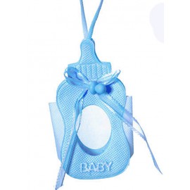 12-Sacchetti Portaconfetti con Applicazioni in PVC Biberon - Idee Nascita e Battesimo Bambino - 11 cm