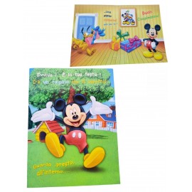 Biglietto Compleanno 20x18 Disney Topolino con Pluto e calamita con Paperino  Mickey Papeprino