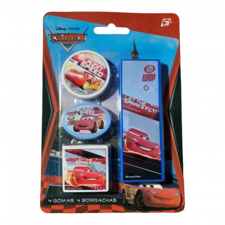 Blister con 4 Gomme Sagomate Disney Cars – Idea Regalo Fine Festa o Scuola