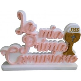 Scritta in Polistirolo "La Mia Prima Comunione" con Calice  50x28x5 cm - Decorazione con Base d'Appoggio,