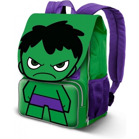 Zaino Scuola Elementare Estensibile Hulk 30x45 cm - Supereroe Marvel con Spallacci Imbottiti e Ampia Capienza