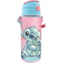 Disney Stitch Ohana Borraccia in Alluminio 600ml con Cannuccia per Bambini, Bottiglia  Leggera e Resistente