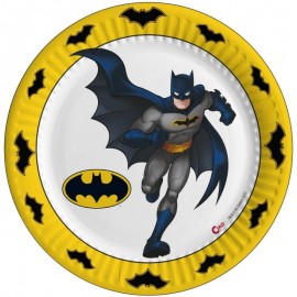 Piatti Batman in Carta Compostabile 23 cm - Confezione da 8 Piatti Monouso per Feste di Compleanno