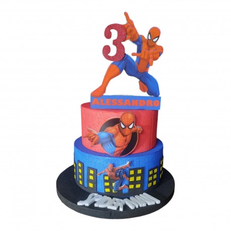  Torta Scenografica Finta Spiderman City Personalizzata - Decorazione Perfetta per Compleanni e Feste