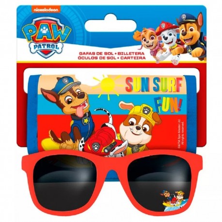 Set Regalo Paw Patrol Rosso - Occhiali da Sole e Portafoglio con Chase, Marshall e Rubble