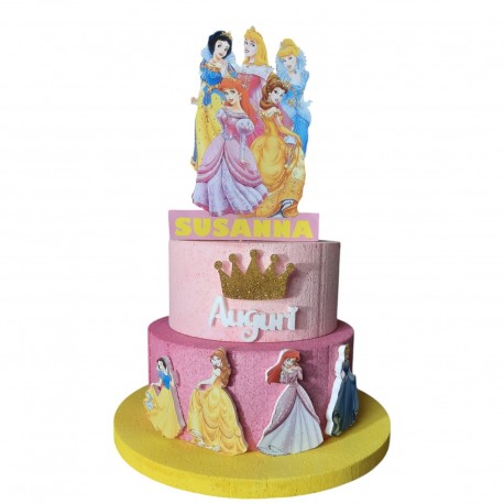 Torta Scenografica in Polistirolo Principesse Disney Personalizzata con Nome e Numero della- Decorazione per Compleanni