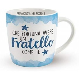 Tazza in Ceramica "Fratello Che Fortuna Avere un Fratello Come Te" - Idea Regalo Unica con Scritta Interna e Confezione Regalo