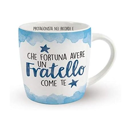 Tazza in Ceramica "Fratello Che Fortuna Avere un Fratello Come Te" - Idea Regalo Unica con Scritta Interna e Confezione Regalo