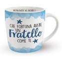 Tazza in Ceramica "Fratello Che Fortuna Avere un Fratello Come Te" - Idea Regalo Unica con Scritta Interna e Confezione Regalo