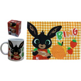 SET TAZZA + TOVAGLIETTA IN TESSUTO BING SULA CERAMICA MUG BAMBINI