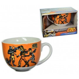 TAZZA CERAMICA STAR WARS PIXAR LARGA CON SOTTOTAZZA TAZZONE COLAZIONE BAMBINO