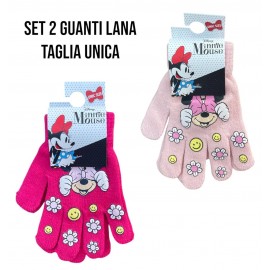 Coppia di Guanti in Lana per Bambini Minnie Disney - Taglia Unica 2-5 Anni, Caldi e Confortevoli