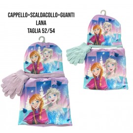 Coordinati Invernali Disney Frozen per Bambini - Set 3 Pezzi con Cappello, Guanti e Scaldacollo di Anna e Elsa