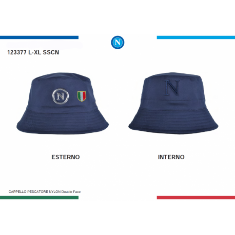 Cappello Pescatore Double Face SSC Napoli Ufficiale in Nylon - Taglia L/XL