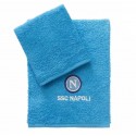 "Asciugamano + Ospite SSC Napoli Ufficiale in Cotone 100% - Set da Bagno Azzurro"